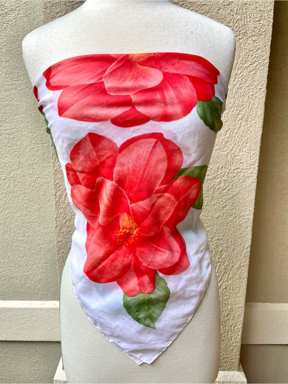 Made in Italy vibrant Floral Scarf can be worn as a top